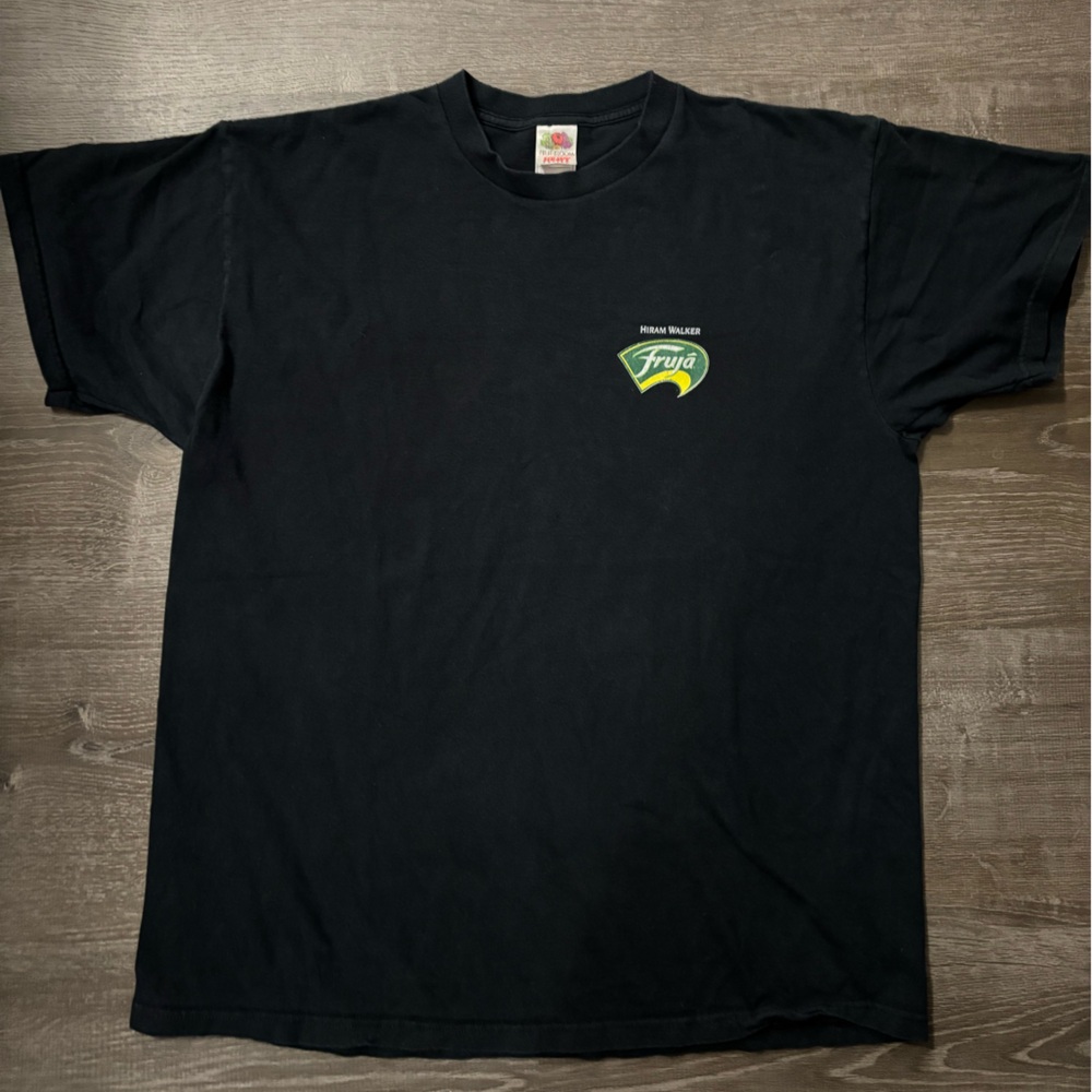 Fruit of the Loom Black T-Shirt with Green and Yellow Graphic